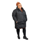 Closeout Deal Black Quilted Long Coat - Size 20_7633324_2