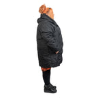 Closeout Deal Black Quilted Long Coat - Size 20_7633324_3