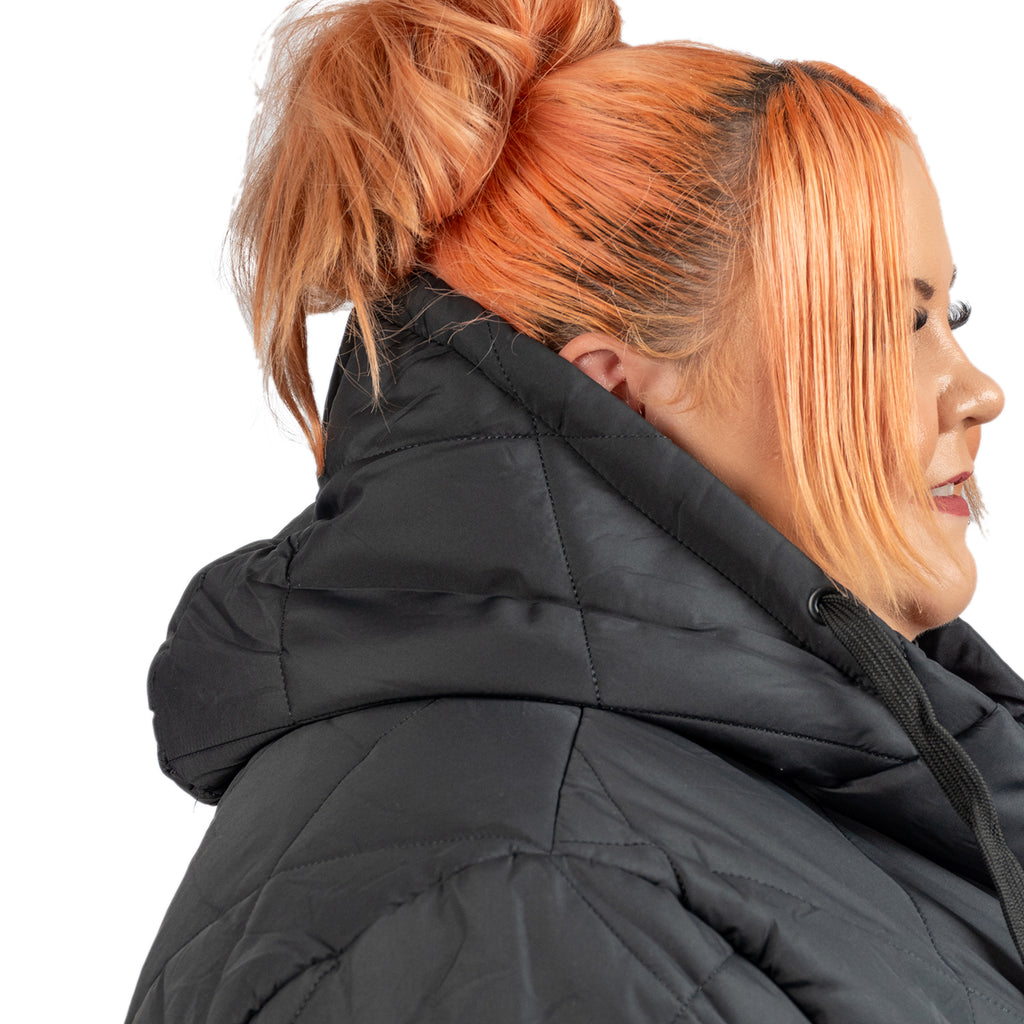 Closeout Deal Black Quilted Long Coat - Size 20_7633324_5
