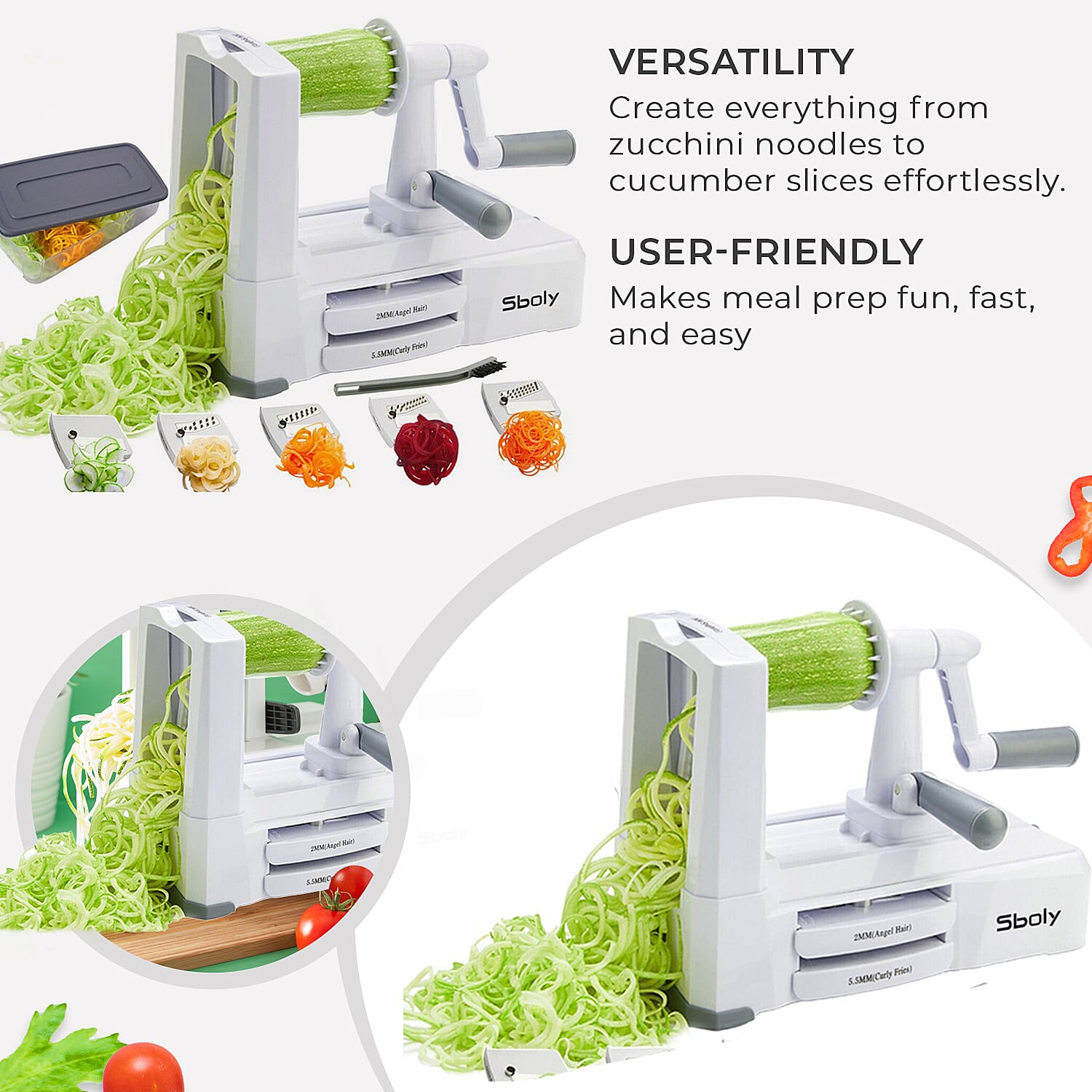 Sboly 5 in 1 Vegetable Spiralizer