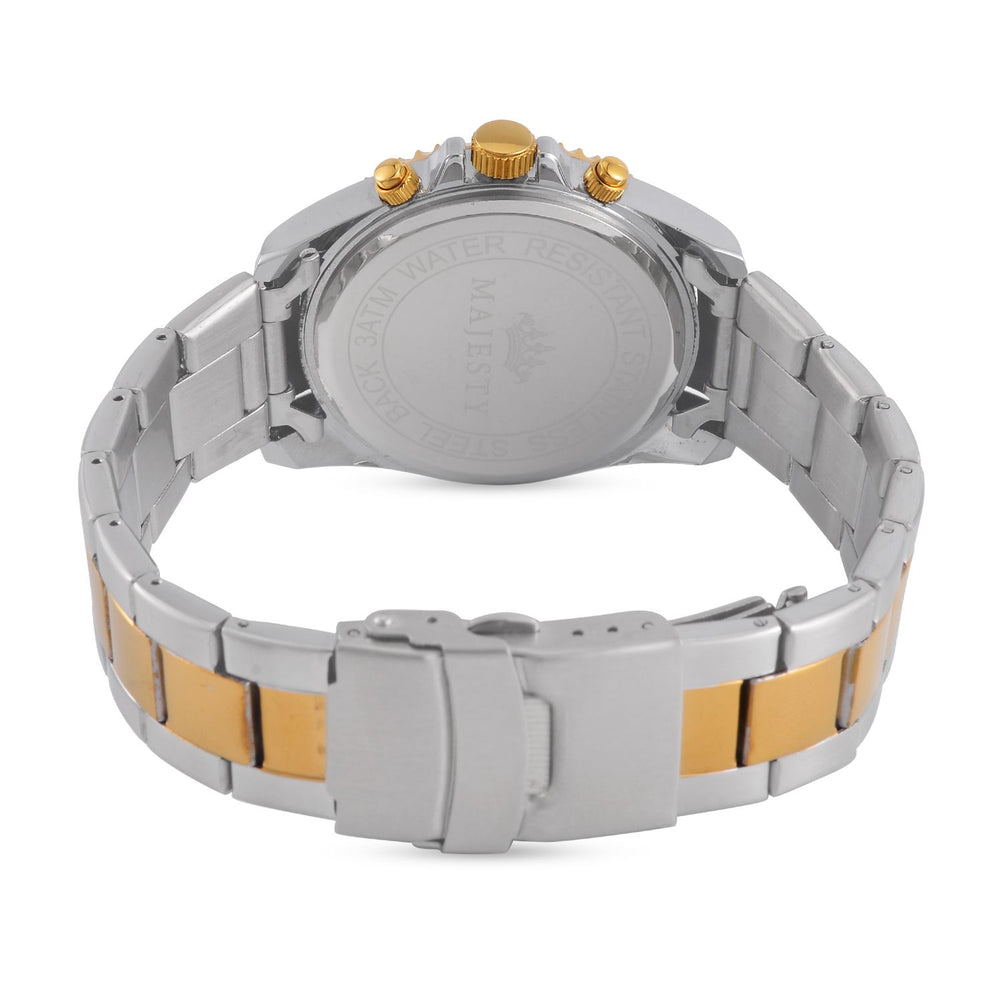 MAJESTY Multi Function Chronograph Movt. Multi Colour Cubic Zirconia Studded Water Resistant Watch in Two Tone Chain Strap_7644024_5