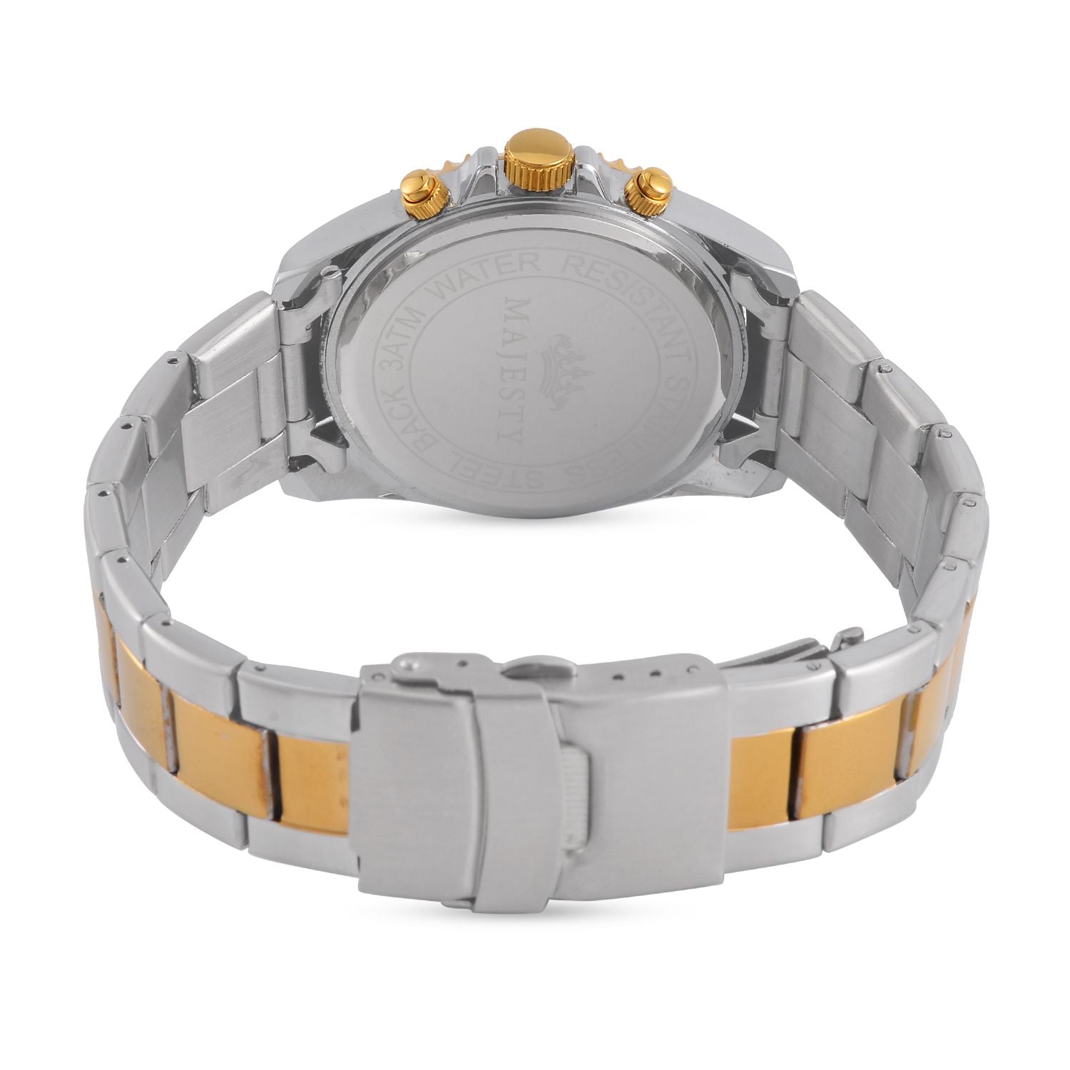 MAJESTY Multi Function Chronograph Movt. Multi Colour Cubic Zirconia Studded Water Resistant Watch in Two Tone Chain Strap_7644024_5
