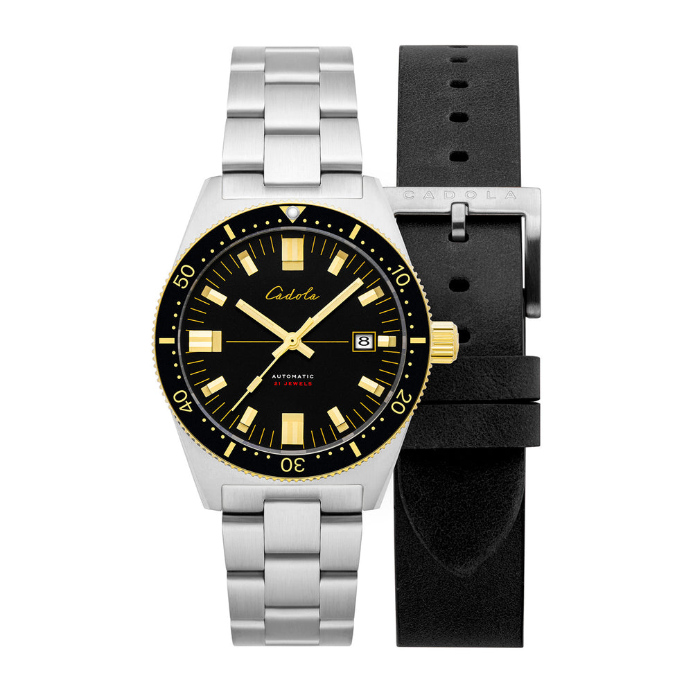 CADOLA Noumea Japanese Movement with 3 Hands Date 20ATM Water Resistant Mens Watch with Black and Stainless Steel Strap_7646574_1