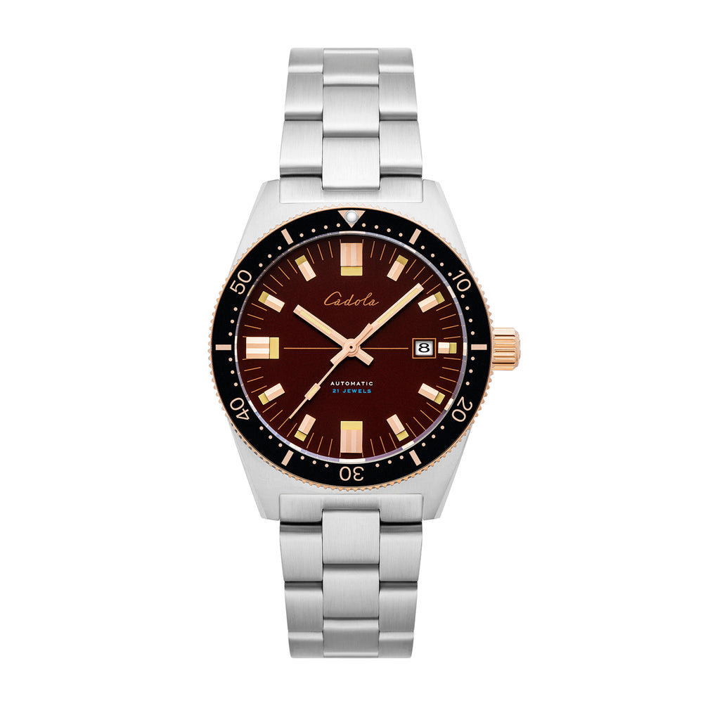 CADOLA Japanese Automatic Movement with 3 Hands Date 20ATM Water Resistant Mens Watch with Red and Stainless Steel Strap_7646575