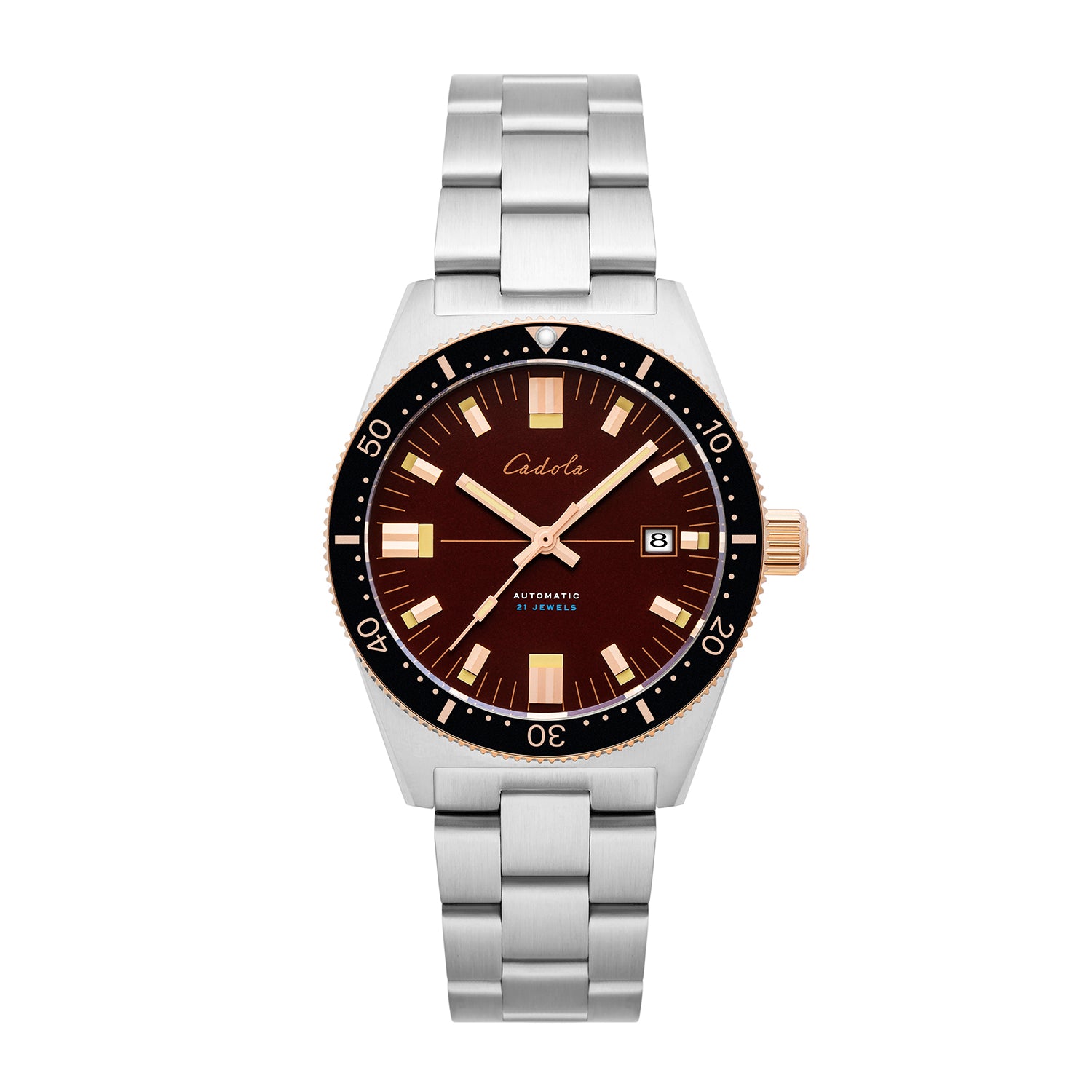 CADOLA Japanese Automatic Movement with 3 Hands Date 20ATM Water Resistant Mens Watch with Red and Stainless Steel Strap_7646575