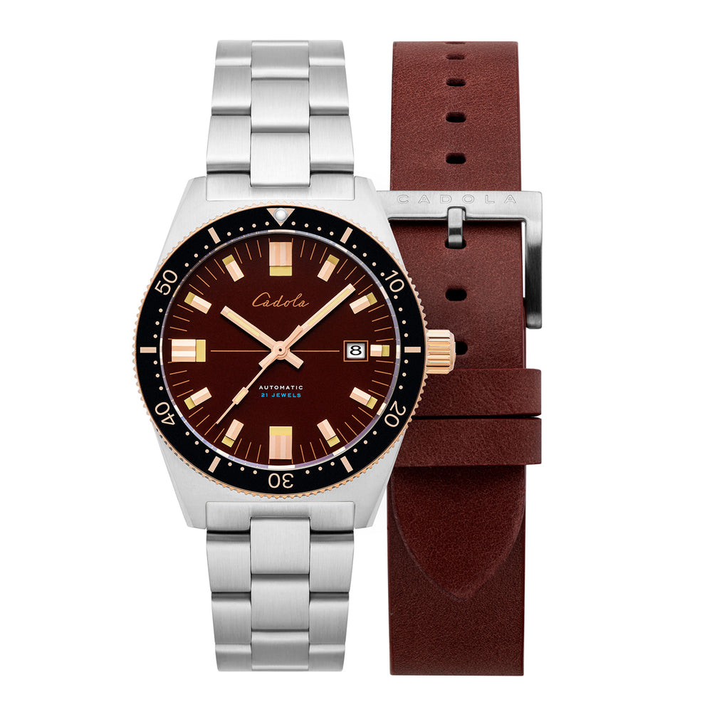 CADOLA Japanese Automatic Movement with 3 Hands Date 20ATM Water Resistant Mens Watch with Red and Stainless Steel Strap_7646575_1