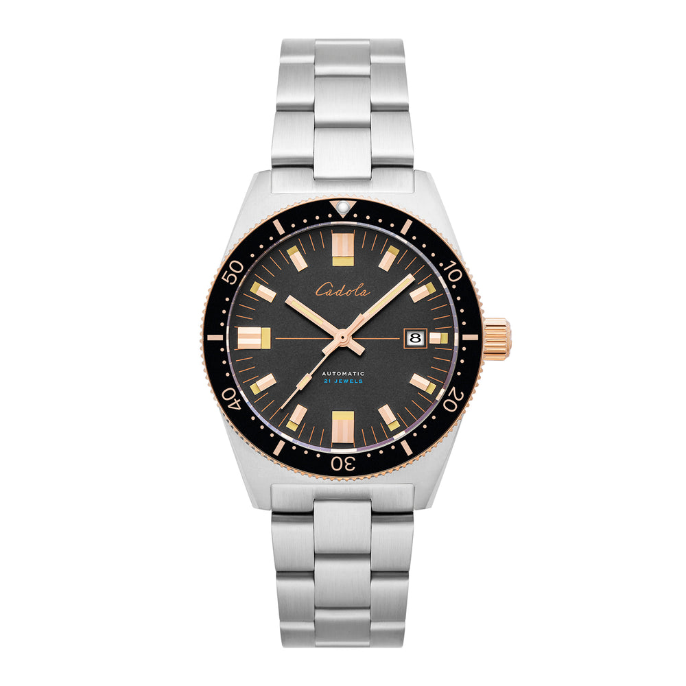 CADOLA Japanese Automatic Movement with 3 Hands Date 20ATM Water Resistant Mens Watch with Grey and Stainless Steel Strap_7646576