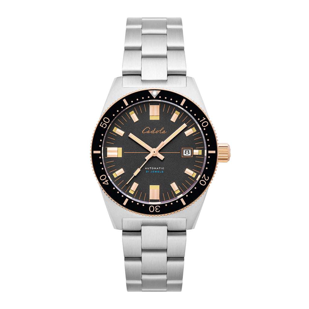 CADOLA Japanese Automatic Movement with 3 Hands Date 20ATM Water Resistant Mens Watch with Grey and Stainless Steel Strap_7646576