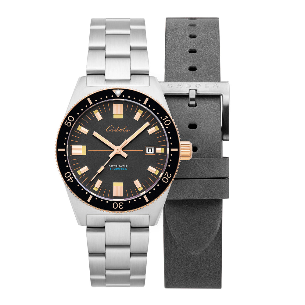 CADOLA Japanese Automatic Movement with 3 Hands Date 20ATM Water Resistant Mens Watch with Grey and Stainless Steel Strap_7646576_3