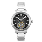 SCHILD Freidrich Mechanical Tourbillion Deep Storm Limited Edition Men Black Dial 10ATM Water Resistant Watch With Stainless Steel Chain Bracelet & Black Strap_7646690