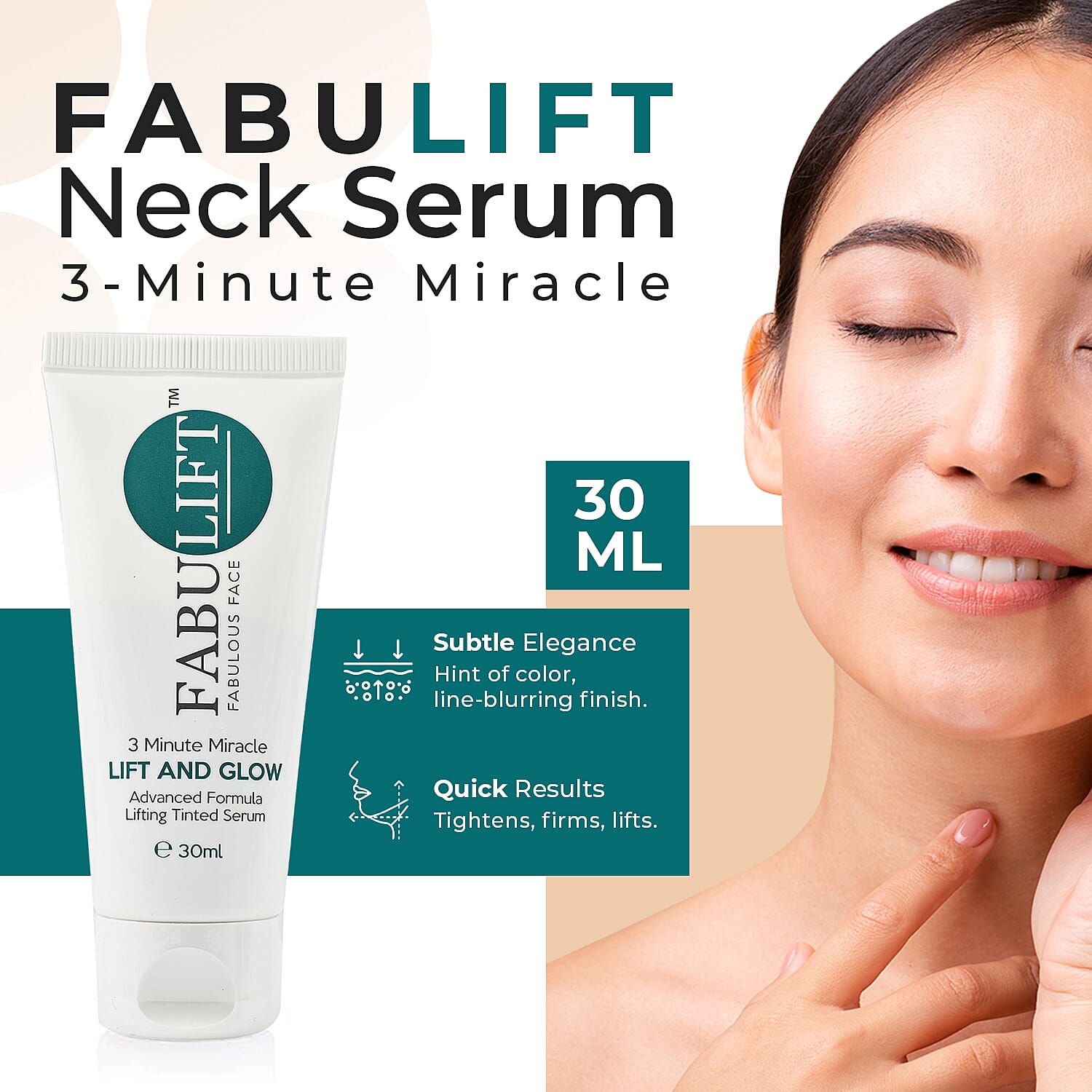 Fabulift 3 Minute Miracle Lift and Glow Instant Tinted Face Serum (30ml) - 300 applications
