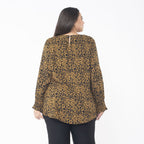 Tamsy 100% Viscose Animal Seamless Printed Top with smocking elastic sleeve opening (Size XXL, 24 to 26) - Brown_7667332_1