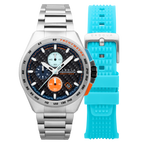 CADOLA Peterson 44mm 10 ATM Water Resistant Watch With Stainless Steel Chain Bracelet & Extra Yellow Silicon Strap_7673157