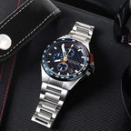CADOLA Peterson 44mm 10 ATM Water Resistant Watch With Stainless Steel Chain Bracelet & Extra Yellow Silicon Strap