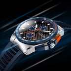 CADOLA Peterson 44mm 10 ATM Water Resistant Watch With Stainless Steel Chain Bracelet & Extra Yellow Silicon Strap