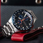 CADOLA Peterson 44mm 10 ATM Water Resistant Watch With Stainless Steel Chain Bracelet & Extra Yellow Silicon Strap