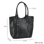 PU Crocodile Tote Bag (Size 31x13x32 cm) - Black & Black_7673246_6