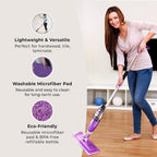 Vorfreude Floor Mop with Integrated Spray & Reusable Microfiber Pad (700ml) - Purple