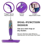Vorfreude Floor Mop with Integrated Spray & Reusable Microfiber Pad (700ml) - Purple