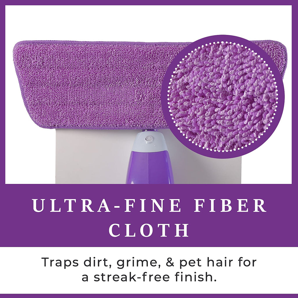 Vorfreude Floor Mop with Integrated Spray & Reusable Microfiber Pad (700ml) - Purple