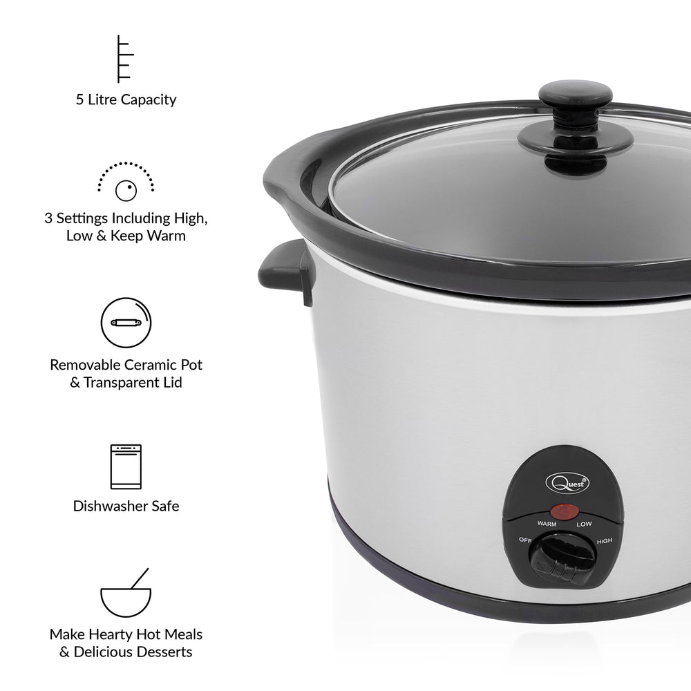 Stainless Steel 5 Ltr Slow Cooker - 320W_7675940_8