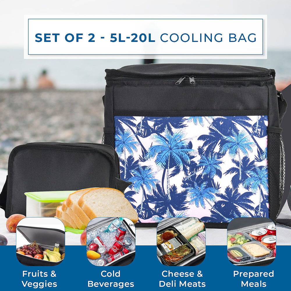 Set of 2 - 5L-20L Cooling Bag - Black