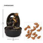 2-In-1 Buddha Hand with a Lotus Fountain LED Light With Incense Burner (30pcs Incense) - Grey - Gold