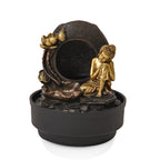 2-In-1 Resting Buddha Water Fountain LED Light With Incense Burner (30pcs Incense) - Gold - Grey