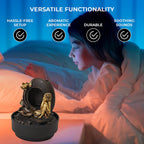 2-In-1 Resting Buddha Water Fountain LED Light With Incense Burner (30pcs Incense) - Gold - Grey