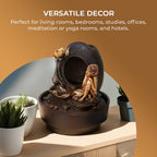 2-In-1 Resting Buddha Water Fountain LED Light With Incense Burner (30pcs Incense) - Gold - Grey