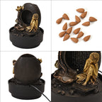 2-In-1 Resting Buddha Water Fountain LED Light With Incense Burner (30pcs Incense) - Gold - Grey