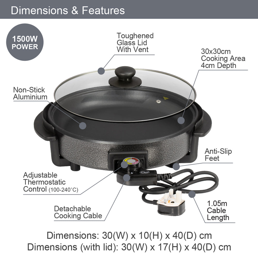 Multi-Function Electric Cooker (Size 30x30x9 cm) - Black_7681961_2