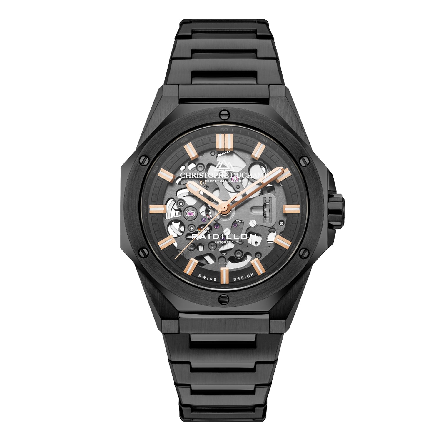 LIMITED QUANTITY Raidillon Skeleton II Automatic Movement Christophe Duchamp SWISS DESIGN 100M Water Resistant Skeleton Timepiece - Black_7682798_2