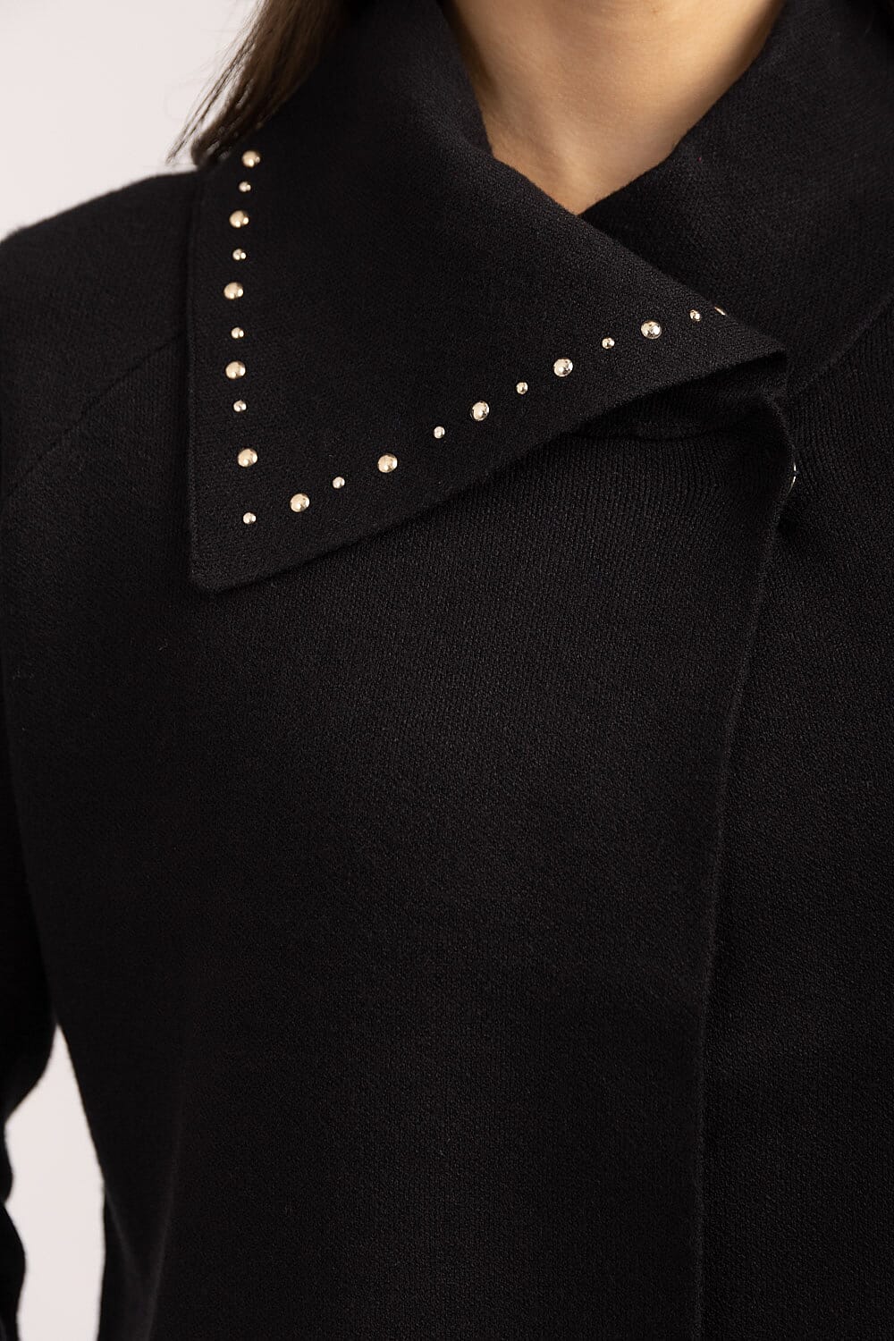 Mudflower Viscose Gold Studded Wrapover Cardigan (Size 12) - Black