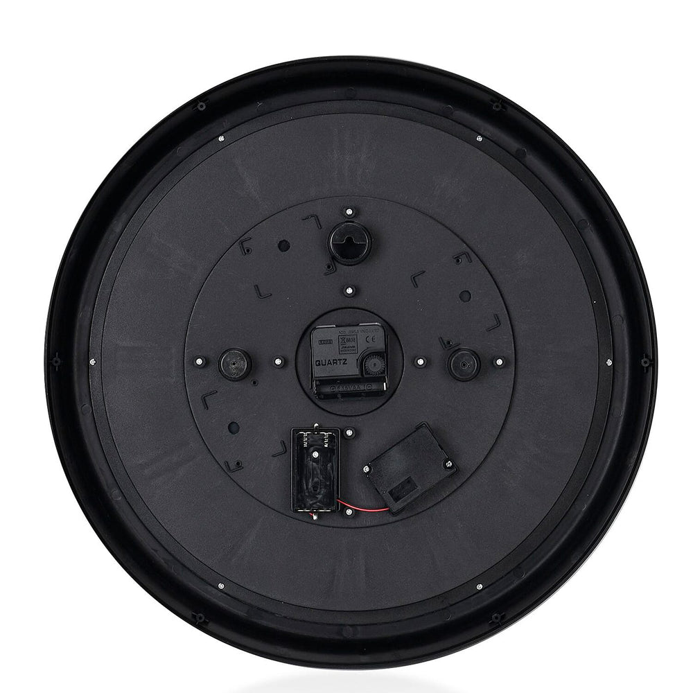 Large Vintage Turning Gears Wall Clock with Large Roman Numerals, Distinctive Retro Design (Size 45 cm) - Black Curve