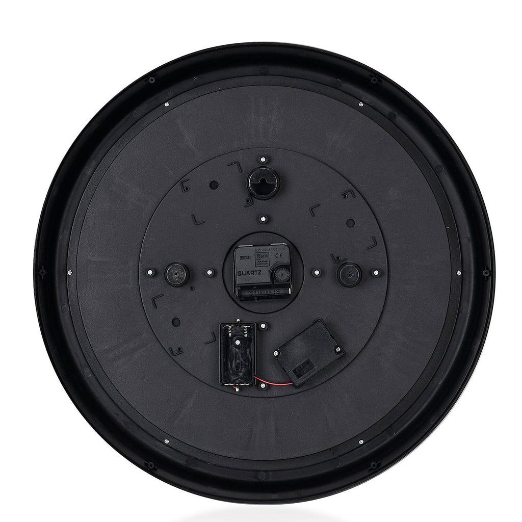 Large Vintage Turning Gears Wall Clock with Large Roman Numerals, Distinctive Retro Design (Size 45 cm) - Black Curve
