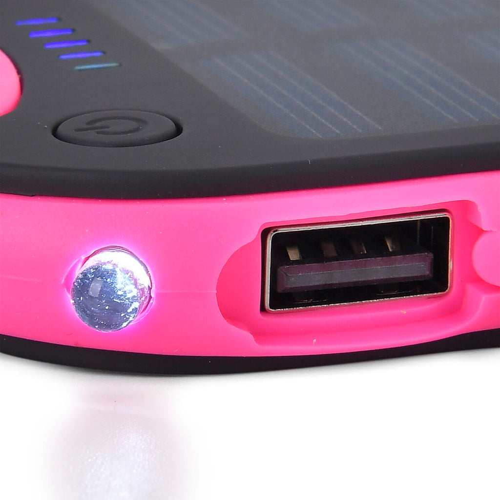 Energy Efficient Solar Charger 5000 mAH Power Bank with charging Cable included- Pink & Black
