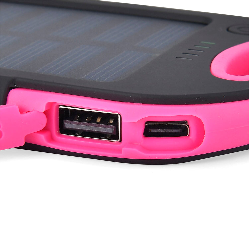 Energy Efficient Solar Charger 5000 mAH Power Bank with charging Cable included- Pink & Black