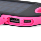 Energy Efficient Solar Charger 5000 mAH Power Bank with charging Cable included- Pink & Black