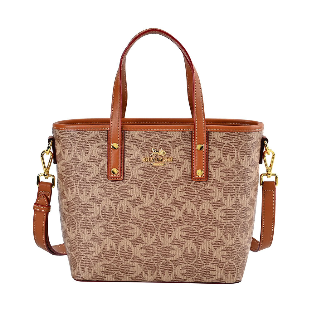 GUANCHI Crossbody Bag with Handle Drop & Shoulder Strap - Brown_7693067