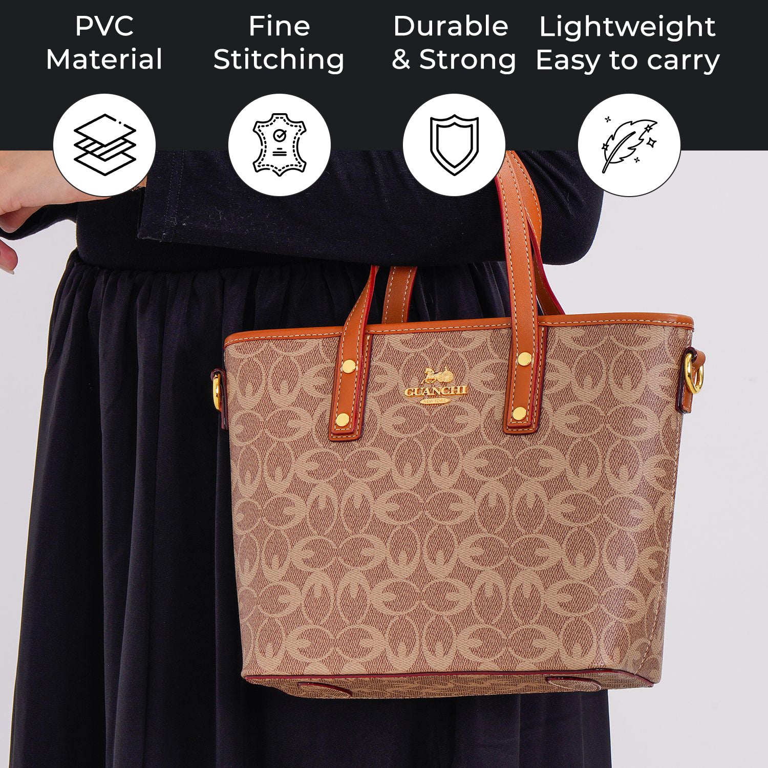 GUANCHI Crossbody Bag with Handle Drop & Shoulder Strap - Brown_7693067_2
