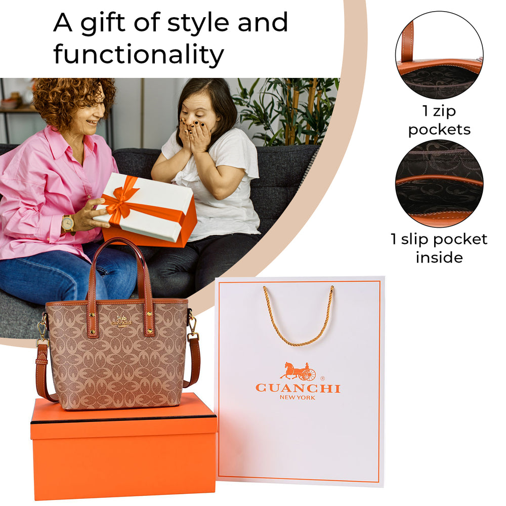 GUANCHI Crossbody Bag with Handle Drop & Shoulder Strap - Brown_7693067_3