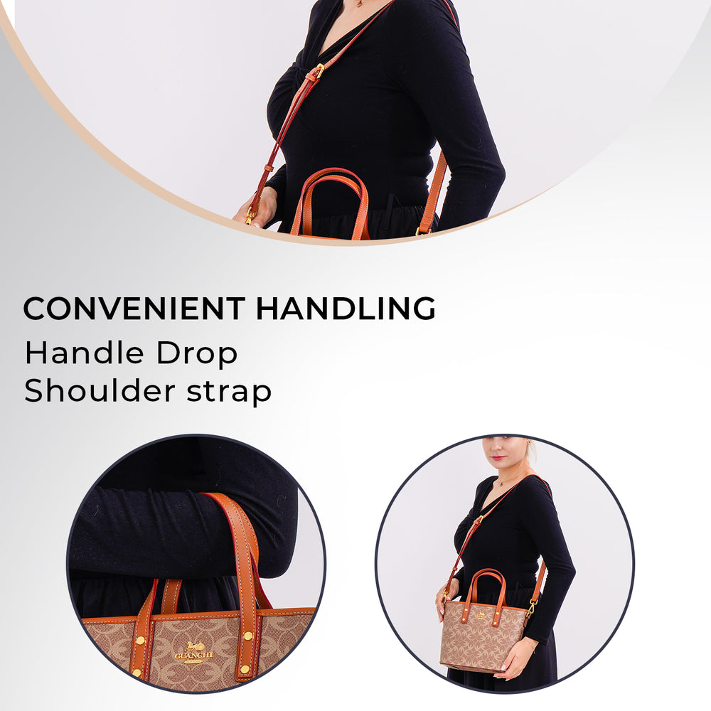 GUANCHI Crossbody Bag with Handle Drop & Shoulder Strap - Brown_7693067_5