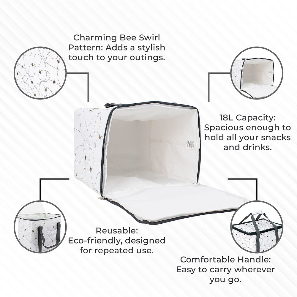 Bee Swirl Pattern Cool Bag (18L) - White
