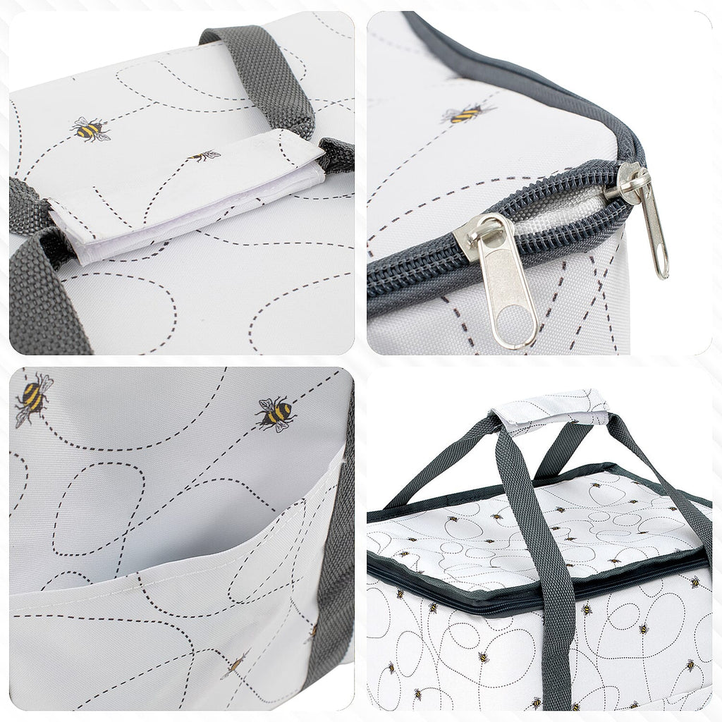 Bee Swirl Pattern Cool Bag (18L) - White