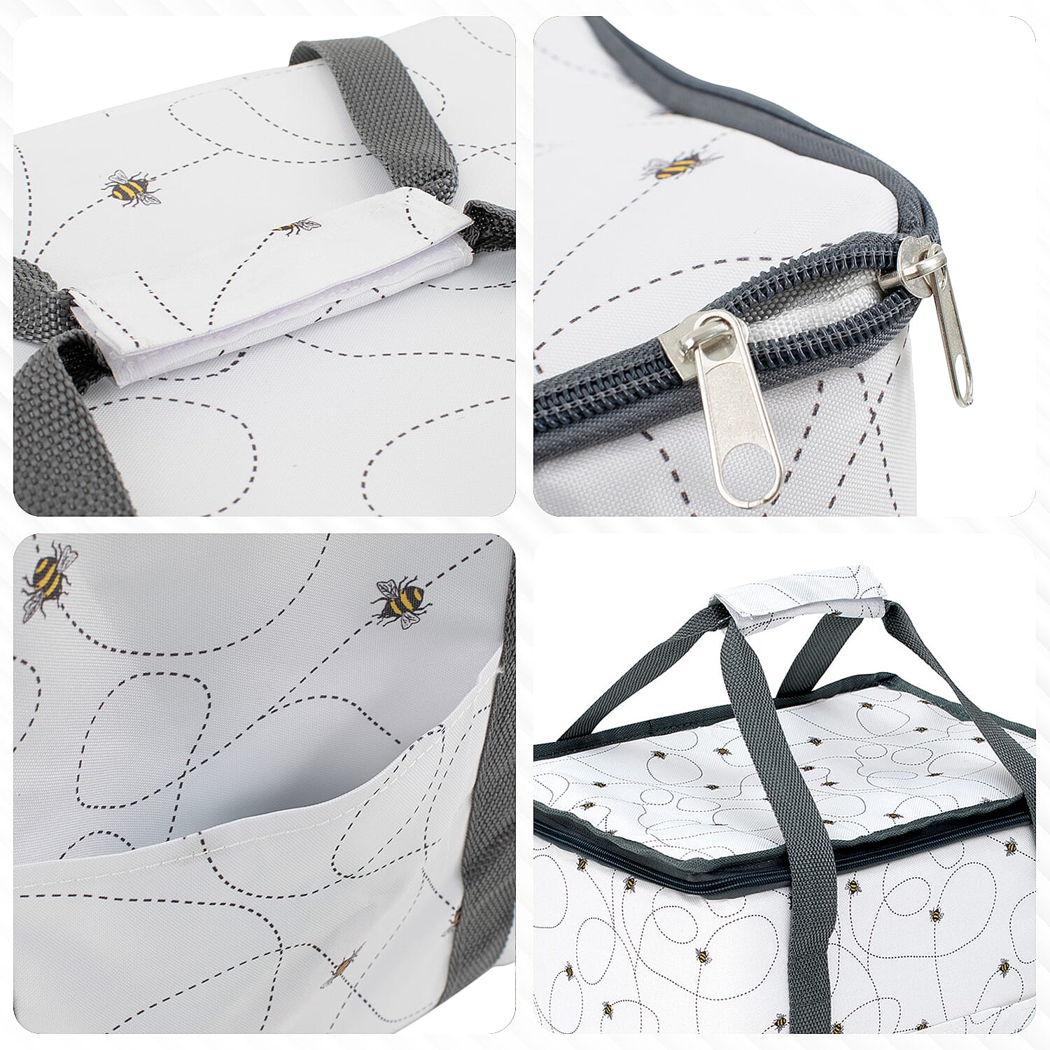 Bee Swirl Pattern Cool Bag (18L) - White