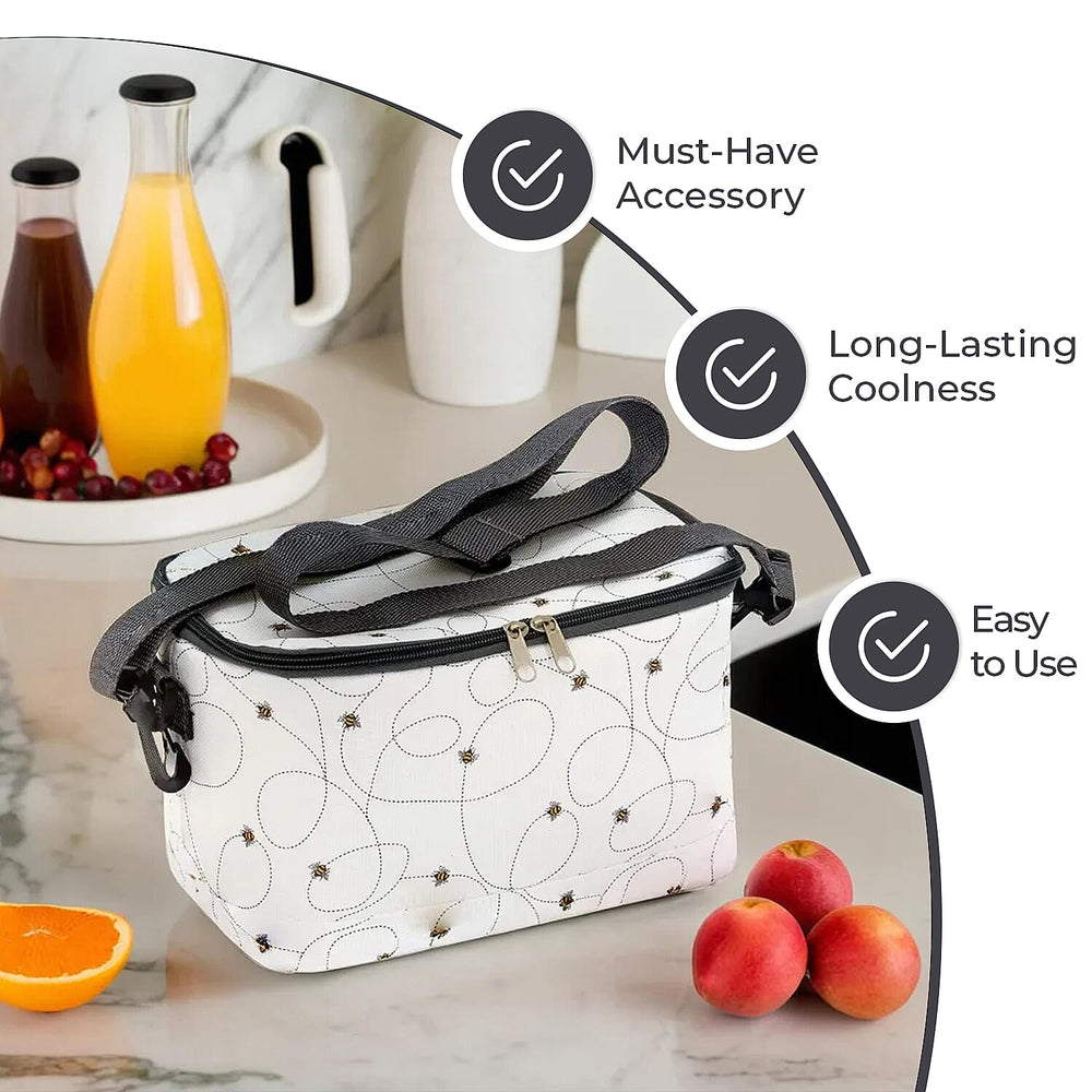 Bee Swirl Pattern Cool Bag (5L) - White