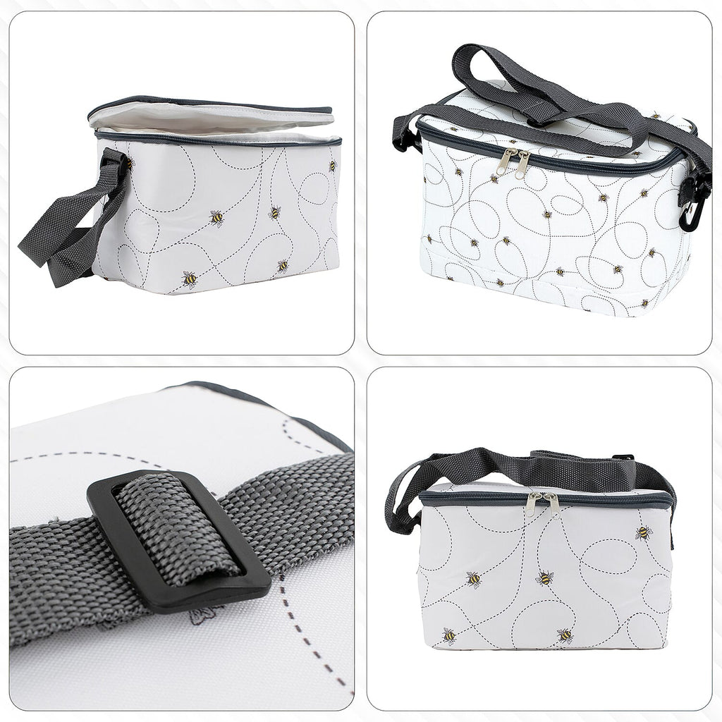 Bee Swirl Pattern Cool Bag (5L) - White