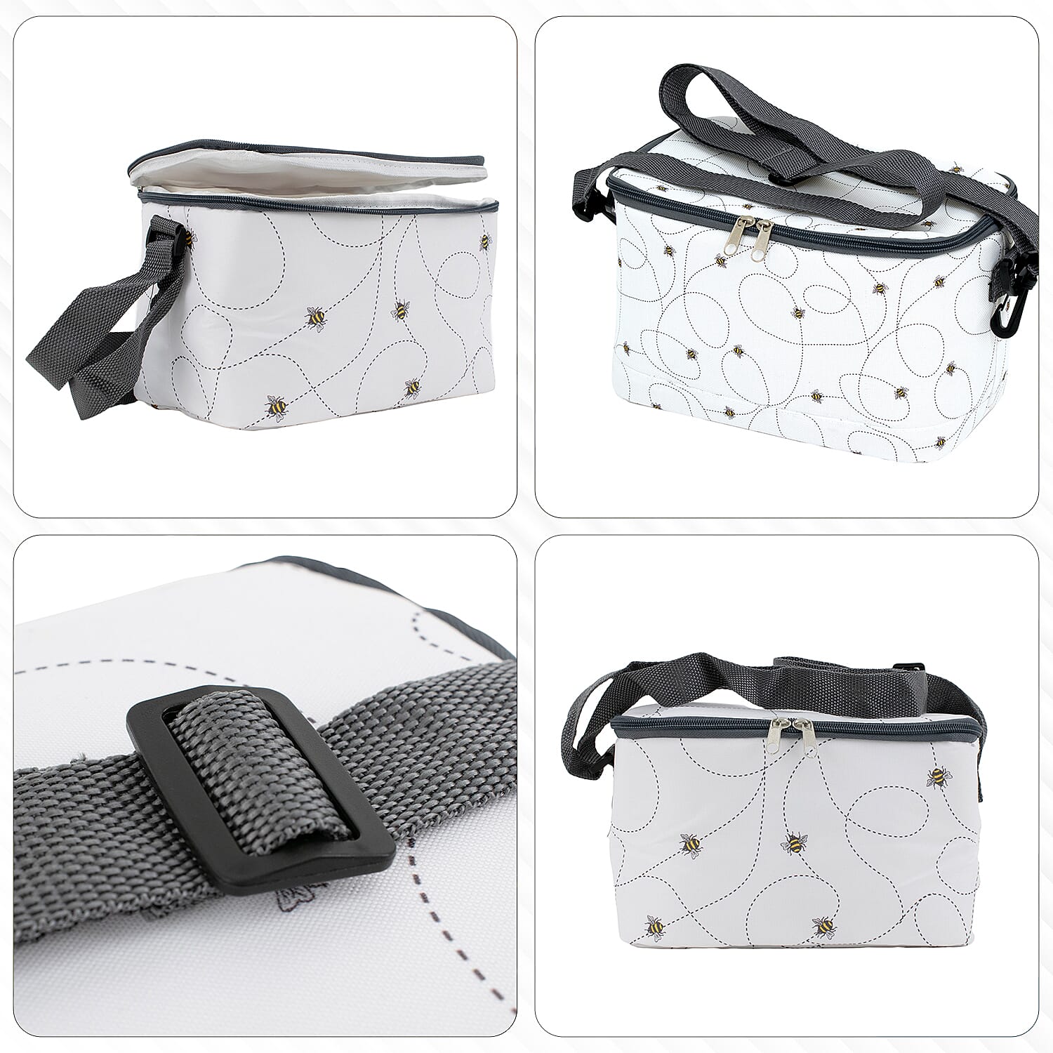 Bee Swirl Pattern Cool Bag (5L) - White