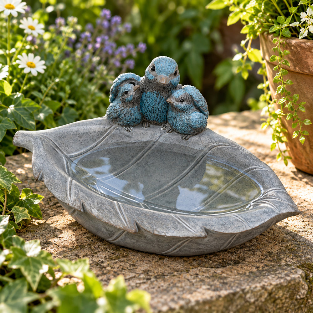 Bird Family Birdfeeder Garden Ornament (Size 28x18x13 cm) - Blue_7698759_1